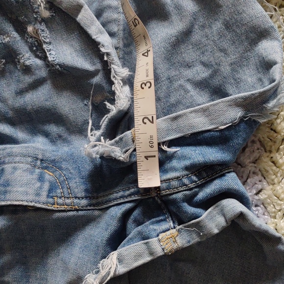 One X Oneteaspoon Size 26 Button Fly Blue Distressed Denim Shorts - Picture 12 of 16
